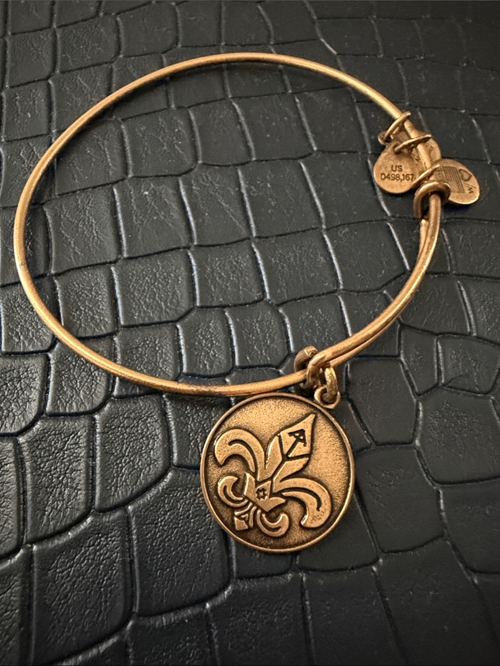 Gold-Tone Fleur de Lis Charm Bangle Bracelet Alex and ani